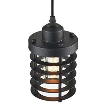 WINSOON Rustic Metal Cage Pendant Light Fixture 3 Pack