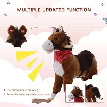 Qaba Kids Rocking Horse with Realistic Sounds and Scarf