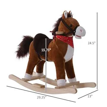 Qaba Kids Rocking Horse with Realistic Sounds and Scarf