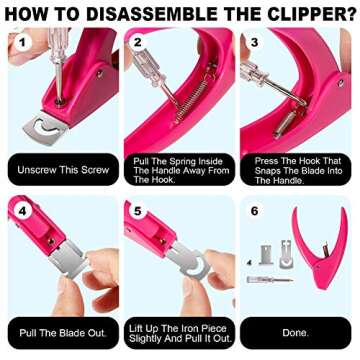 Pink Adjustable Artificial Acrylic Fake Nail False Nail Tip Clipper Cutter Trimmer Manicure Pedicure Sharp Blade Clip Tool for Salon Home Nail Art Beauty Design DIY