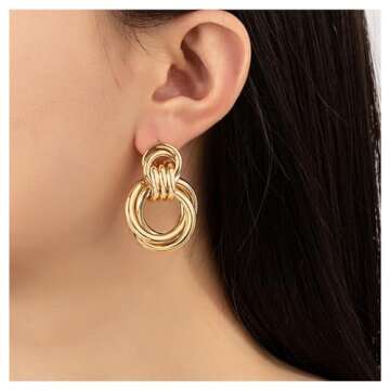 Large Gold Knot Earrings - Stylish Geometric Dangle Design