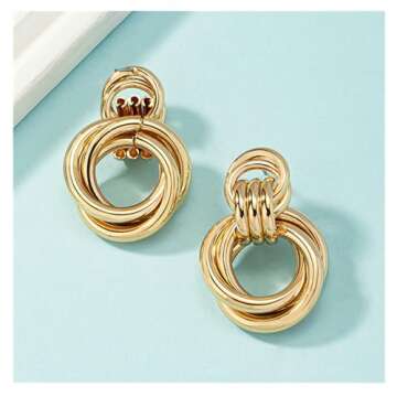 Chunky Gold Knot Earrings for Trendy Women