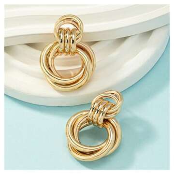 Chunky Gold Knot Earrings for Trendy Women
