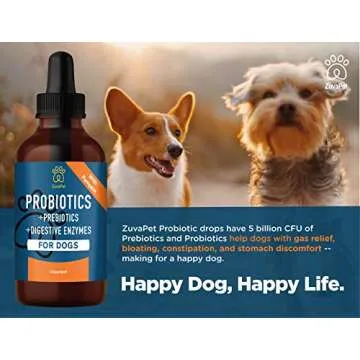 ZuvaPet Probiotics for Dogs - Dog Probiotics for Diarrhea - Natural Digestive Enzymes for Upset Stomach Relief + Gas, Constipation Health & Itch Relief - Prebiotic Pet Supplies - 120 Servings