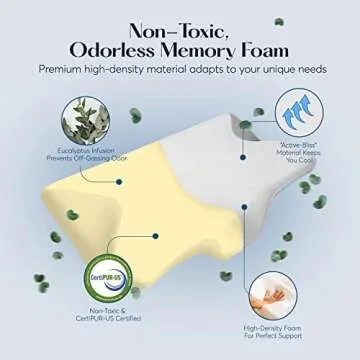 SUTERA - Dream Deep Contour Memory Foam Pillow, Orthopedic Cervical Support for Neck, Shoulder and Back Pain Relief, Ergonomic Pillow for Side, Back and Stomach Sleepers, Washable Cover - White+Bag