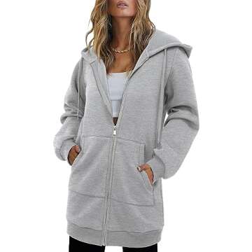 Stylish StunShow Grey Zip Up Hoodies for Women - Trendy & Cozy Casual Jackets