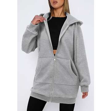 StunShow Grey Zip Up Hoodies for Women Stylish Comfort