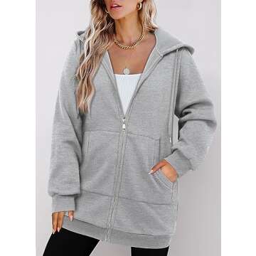 StunShow Grey Zip Up Hoodies for Women Stylish Comfort