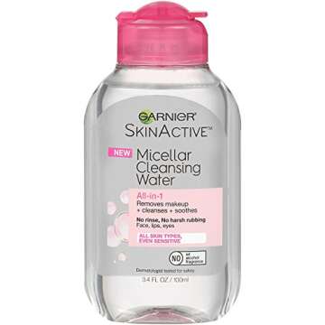 Garnier Skin Active Micellar Cleansing Water, All-in-1, For All Skin Types, Travel Size, 3.4 Ounce, ...