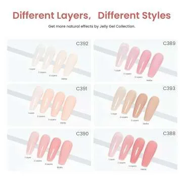 Beetles 6 Color Jelly Gel Nail Polish Set for Home Manicure