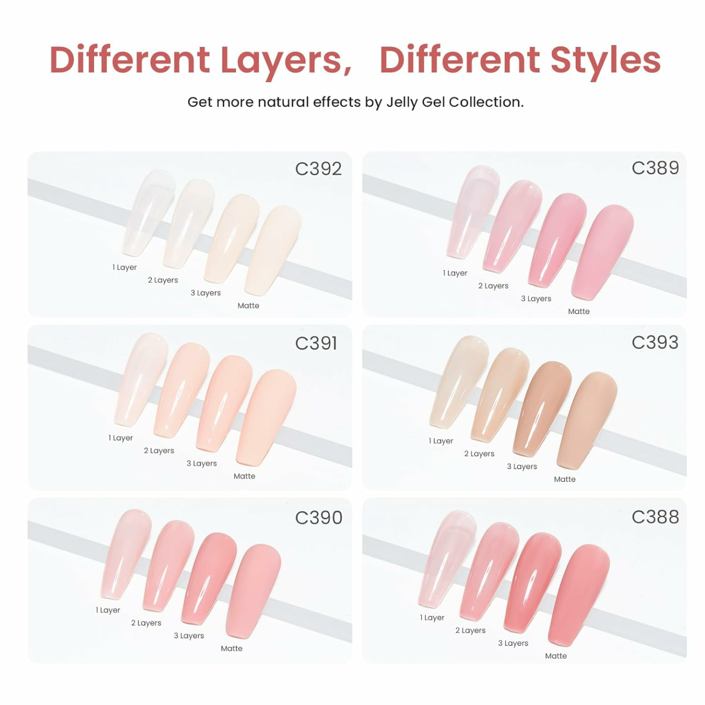 Beetles 6 Color Jelly Gel Nail Polish Set for Home Manicure