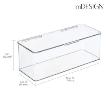 mDesign Stackable Storage Organizer Box with Hinged Lid