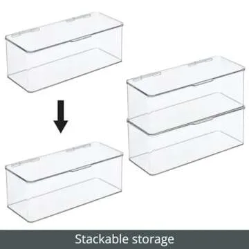 mDesign Stackable Storage Organizer Box with Hinged Lid