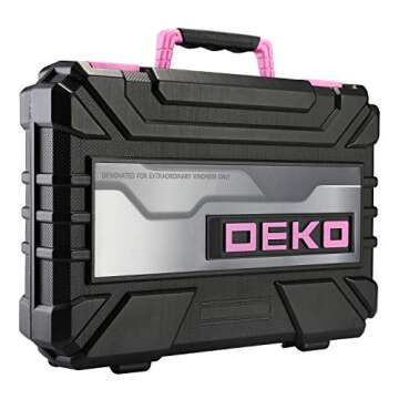 DEKOPRO Pink 98 Piece Tool Set,General Household Hand Tool Kit with Plastic Toolbox Storage Case