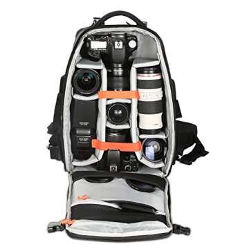 K&F Concept Professional Camera Backpack Bag,15.6" Laptop Large Capacity Waterproof Nylon Photography Bag for DSLR Cameras,Tripod,Lenses