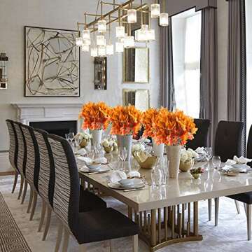 MHMJON 4 PCS Artificial Maple Leaves Fake Fall Bundles Faux Autumn Red Branches for Wedding Home Kitchen Office DIY Hotel Table Decoration