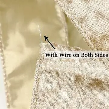 HUIHUANG Champagne Velvet Wired Ribbon for Christmas Décor