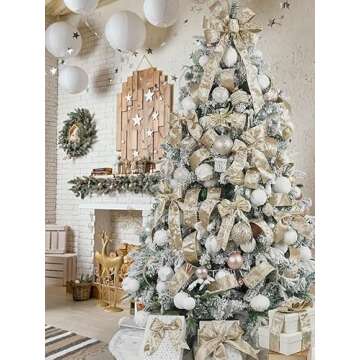 HUIHUANG Champagne Velvet Wired Ribbon for Christmas Décor