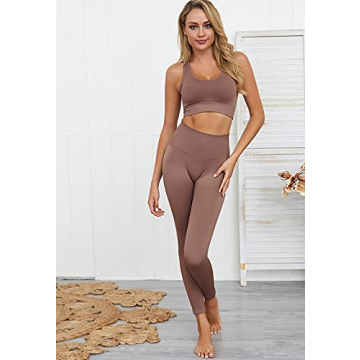 HAODIAN Women's Yoga Outfits High Waisted Leggings Sports Bra Set