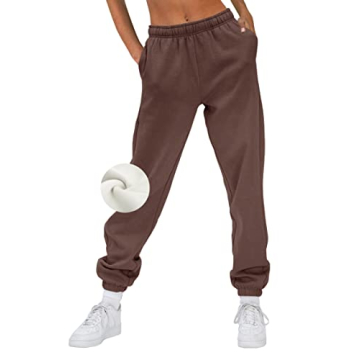 AUTOMET Women’s Winter Casual Baggy Fleece Lined Sweatpants Fashion High Waisted Joggers Pants Ath...