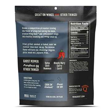 Kosmos Q Ghost Pepper Wing Dust - 5 Oz Bag for Hot Wings, Popcorn & More - Dry BBQ Wings Rub with Ho...