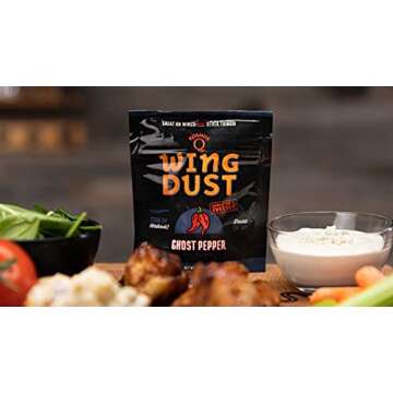 Kosmos Q Ghost Pepper Wing Dust - 5 Oz Bag for Hot Wings, Popcorn & More - Dry BBQ Wings Rub with Hot Ghost Pepper Spice (Ghost Pepper)