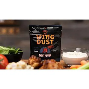 Kosmos Q Ghost Pepper Wing Dust - 5 Oz Bag for Hot Wings, Popcorn & More - Dry BBQ Wings Rub with Hot Ghost Pepper Spice (Ghost Pepper)