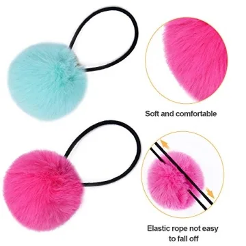MORGLES 16pcs Pom Pom Hair Ties for Fun & Playful Styles