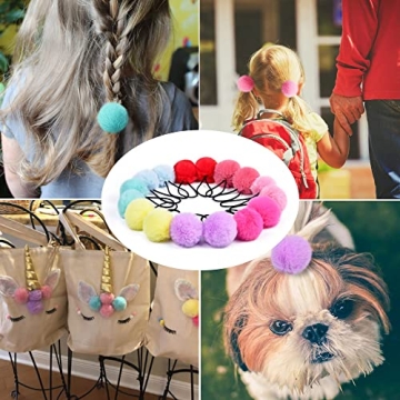 MORGLES 16pcs Pom Pom Hair Ties for Fun & Playful Styles
