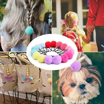 MORGLES 16pcs Pom Pom Hair Ties for Fun & Playful Styles