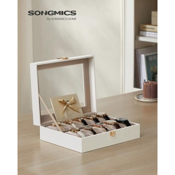SONGMICS Watch Box with Glass Lid and Pillows