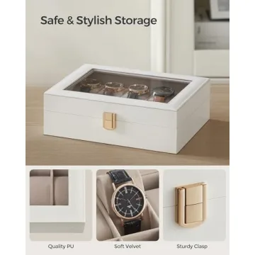 SONGMICS Watch Box with Glass Lid and Pillows