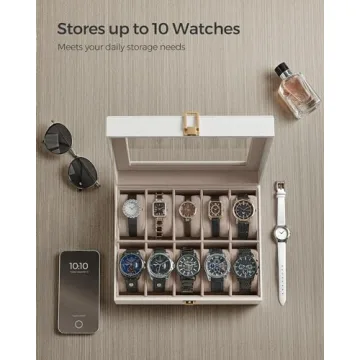 SONGMICS Watch Box with Glass Lid and Pillows