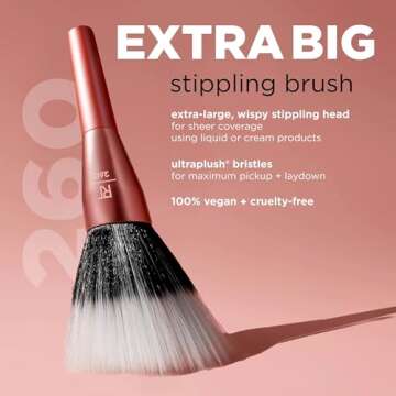 Real Techniques Extra Big Stippling Brush, Large Makeup Brush For Liquid & Cream Foundation, BB Cream, CC Cream, & Skin Tints, XL Oversized Brush, Cruelty-Free, Synthetic Bristles, 1 Count