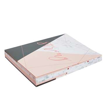 12 Pack Inspirational 2 Pocket Folders, Letter Size, 6 Decorative Motivational Designs for School, Home, Office, Women Girls (9x12 inch) - Pink Marble