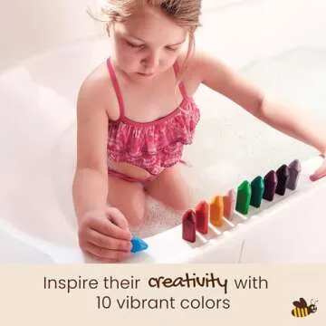 Honeysticks Triangle Bath Crayons Non Toxic (10 Pk) for Toddlers 1-3 and Kids 4-8, Natural Beeswax Crayons, Food-Grade Colors, Fragrance Free, Easy Grip Triangular Shape, Bath Toys for Bathtub, Shower