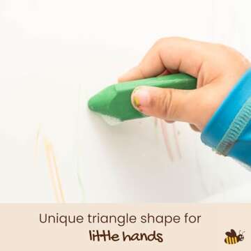 Honeysticks Triangle Bath Crayons Non Toxic (10 Pk) for Toddlers 1-3 and Kids 4-8, Natural Beeswax Crayons, Food-Grade Colors, Fragrance Free, Easy Grip Triangular Shape, Bath Toys for Bathtub, Shower