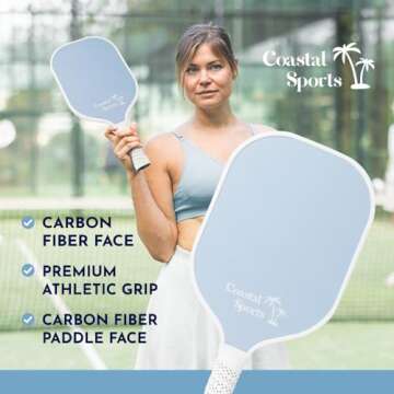 Coastal Sports Pickleball Paddle | Graphite Face & Honeycomb Polymer Core | Premium Grip | Lightweig...