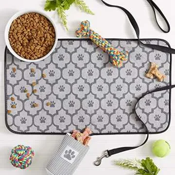 Bone Dry Machine Washable, Ultra Absorbent Pet Mat, Large, 14 x 24, Gray Lattice
