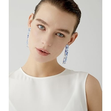 KELMALL Elegant Rhinestone Rectangle Dangle Earrings