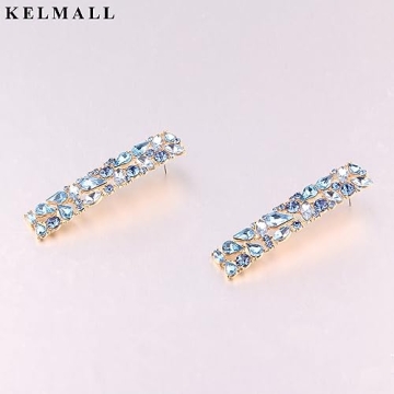 KELMALL Elegant Rhinestone Rectangle Dangle Earrings