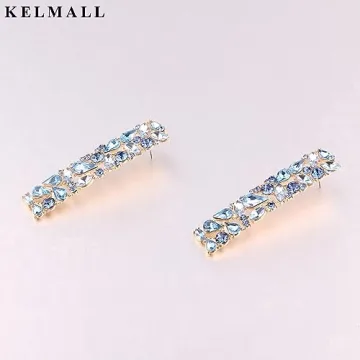 KELMALL Elegant Rhinestone Rectangle Dangle Earrings