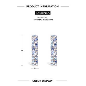 KELMALL Elegant Rhinestone Rectangle Dangle Earrings