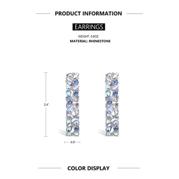 KELMALL Elegant Rhinestone Rectangle Dangle Earrings