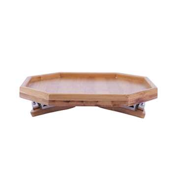Xchouxer Side Tables Natural Bamboo Sofa Armrest Clip-On Tray, Ideal for Remote/Drinks/Phone