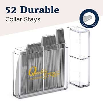 Metal Collar Stays for Men – Premium 52-Piece Set in 4 Sizes for Crisp Dress Shirt Collars