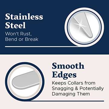 Metal Collar Stays for Men – Premium 52-Piece Set in 4 Sizes for Crisp Dress Shirt Collars