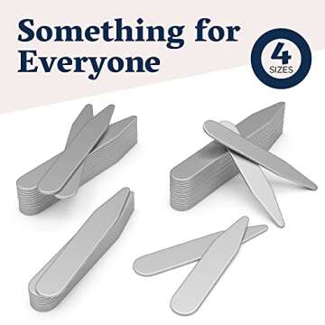 Metal Collar Stays for Men – Premium 52-Piece Set in 4 Sizes for Crisp Dress Shirt Collars