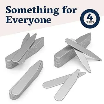 Metal Collar Stays for Men – Premium 52-Piece Set in 4 Sizes for Crisp Dress Shirt Collars