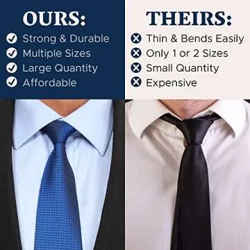 Metal Collar Stays for Men – Premium 52-Piece Set in 4 Sizes for Crisp Dress Shirt Collars